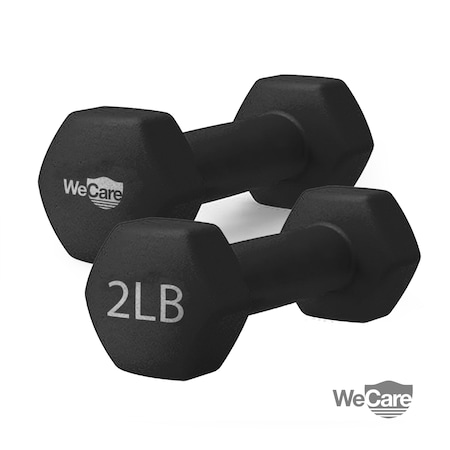 Neoprene Coated 2 Lbs Dumbbells For Non-Slip Grip, Set Of Two, Black, 2PK